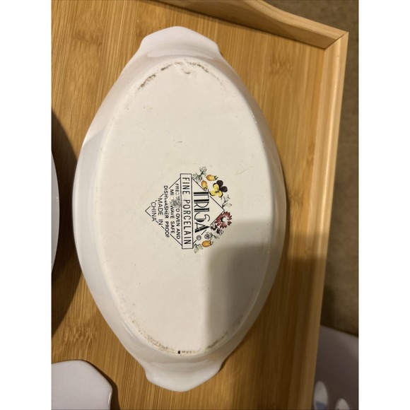 🔥Set Of 3 TRISA Fine Porcelain Oval Baker 10.5in  Long 5.5in Wide (send offers) - Picture 5 of 7